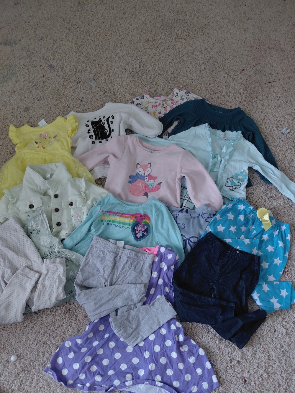 2-3t Toddler Mixed Clothing Lot - Pastel Pink, Blue, Yellow, Purple